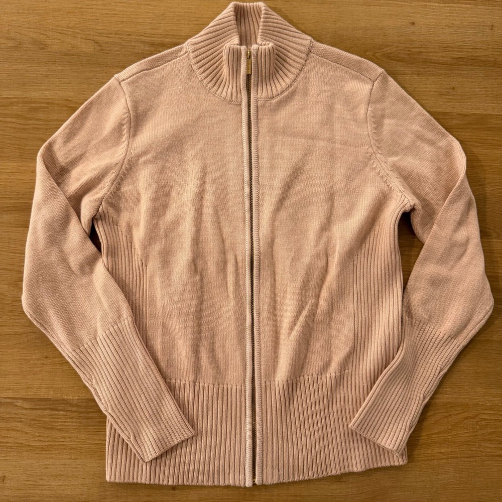 Calvin Klein Pink Knit Mock Neck Full Zip Cardigan Sweater Women's PS